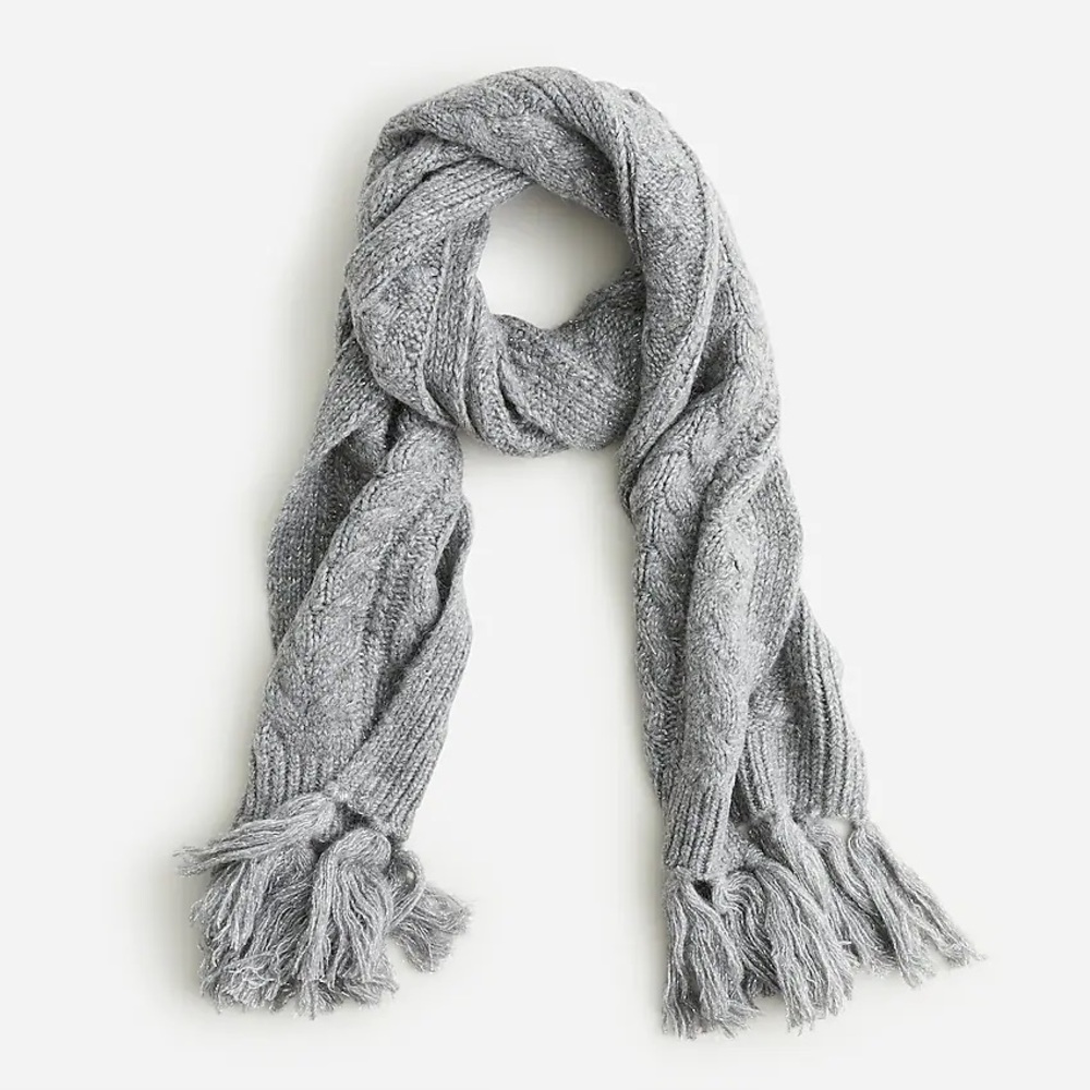 J. Crew Chunky cable-knit scarf with Lurex